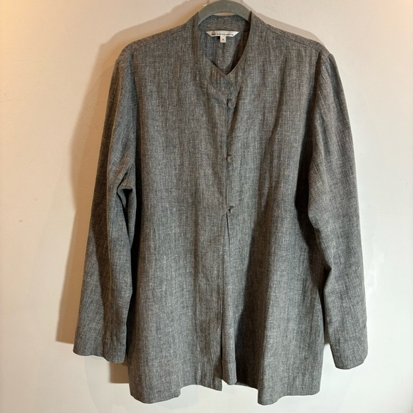 TILLEY Sx 16 Linen Blend Suit Tao Style Neck Pockets Straight Leg Trousers - Picture 2 of 13